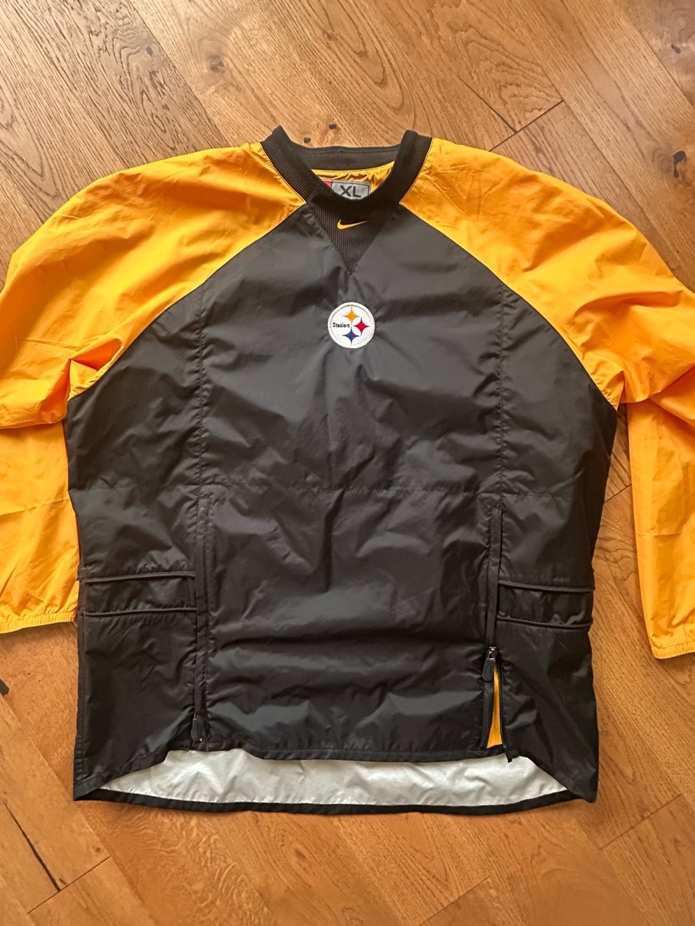 Nike Black and Gold Pullover Windbreaker with Steelers Logo